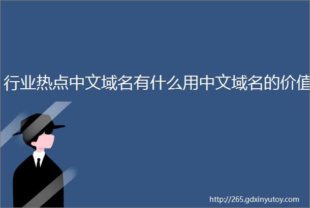 行业热点中文域名有什么用中文域名的价值